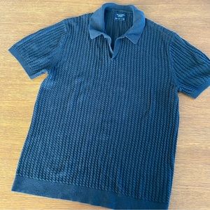 Abercrombie & Fitch Black Cable Knit Sweater Polo